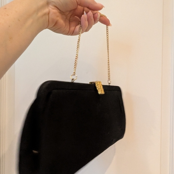 Vintage Black Clutch with Gold Chain - Picture 2 of 12